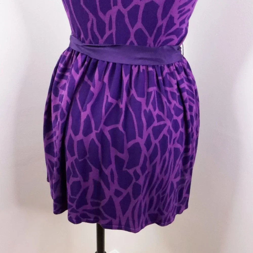 Twelve by Twelve Women's S Purple Animal Print Knit One-Shoulder Sleeveless Top - Picture 9 of 11